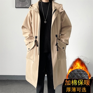 4W件加绒风衣男中长款大衣棉衣男F994薄P95加棉P110港风六图片