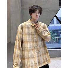 CS1157-特批45控88风盘扣衬衣设计感宽松潮上衣外套大码衬衫，男装衬衫，电商A059