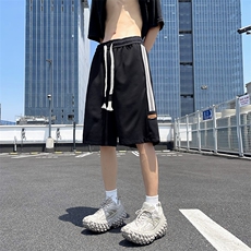 夏季潮牌织带条纹运动短裤男美式宽松休闲五分裤现货K7916-P32，男装牛仔裤，星座512-3