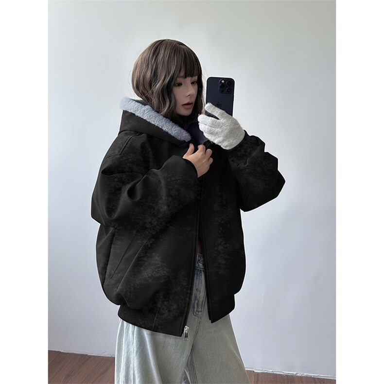 现货高品质美式高街冬季重磅座山雕大毛毛领pu皮棉衣男女加厚外套,男装皮衣,电商A486-1