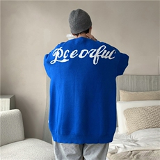 MY5037-P40美式宽松型潮牌字母纯色毛衣，男装针织衫/毛衣，星座1501-1