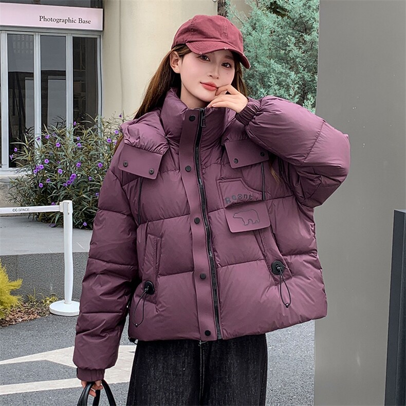 现货2025冬装新款连帽休闲印花可爱加厚保暖白鸭绒羽绒服女,女装羽绒服,苗苗