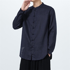 风高品质100%纯亚麻手工盘扣长袖衬衫xz815-8619p110，男装衬衫，星座815（原A203）