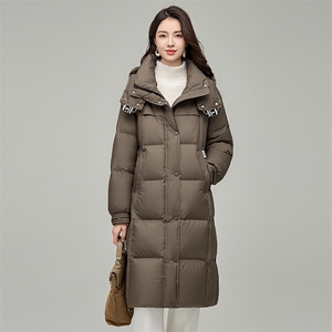 羽绒服女长款2024冬季新款连帽立领东北抗寒保暖外套图片