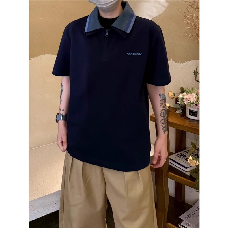 翻领短袖polo衫男潮牌夏季t恤韩版修身潮流2025新款百搭体恤上衣,男装T恤,星座506A