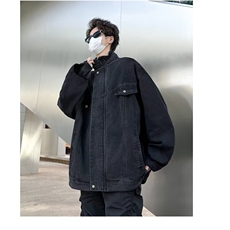 复古水洗做旧牛仔外套男款春秋季潮牌vibe风休闲夹克宽松工装上衣，男装风衣，星座218-8