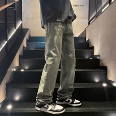 美式高街牛仔裤男女潮牌个性显高ins休闲裤B381-1/756P58，男装牛仔裤，电商B381-1