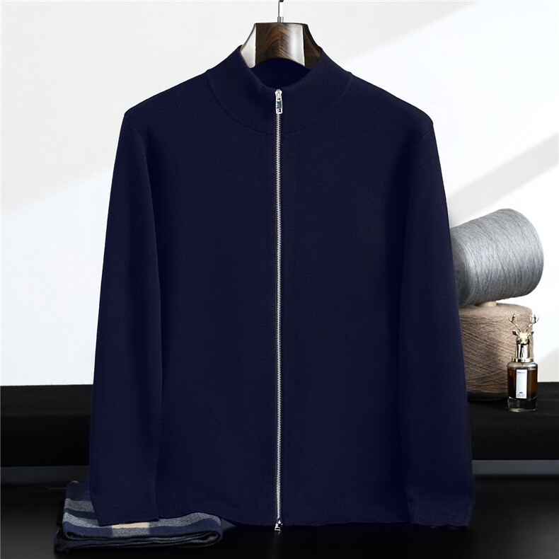 2025年秋季时尚百搭通勤简约加厚拉链开衫，男装羊毛衫，星纬羊绒