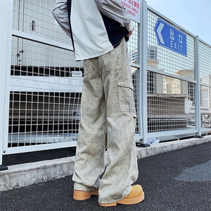 秋款男牛仔裤大理石纹迷彩宽松休闲长裤送挂件NK144 P60图片