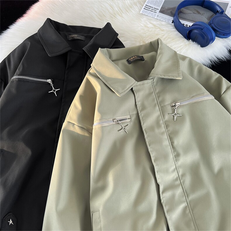 高品质秋款男棒球纯棉夹克工装十字架拉链冲锋衣外套JK157P70,男装夹克,星座1013-1