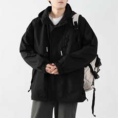 春秋新款男士宽松工装连帽夹克防风防水冲锋衣JK8303-P65，男装夹克，电商B306