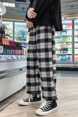 K2057-P45秋季港风格子潮流宽松百搭男女情侣休闲运动长裤控58，男装休闲裤，电商A009A（原A058A）