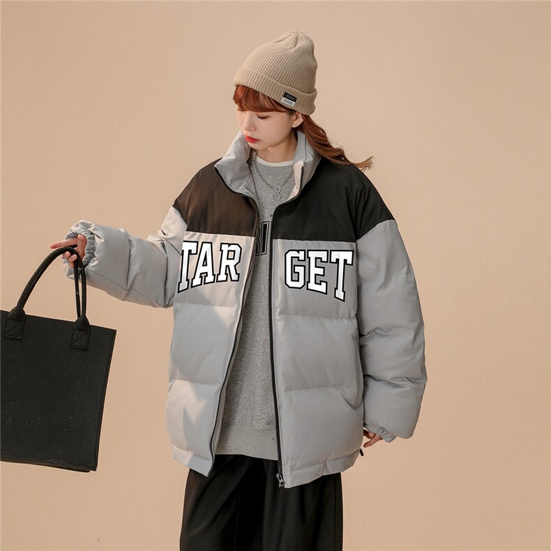 中性22冬季新品字母印花拼色立领棉服TPMY255P85控138特批无差价图片