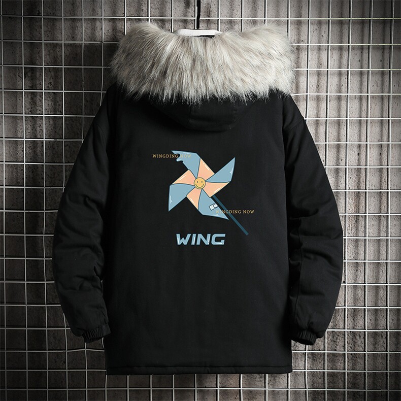 MM48112-P130冬季大毛领衣男士大码加厚袄男服网格挂拍,男装棉衣,电商A040A