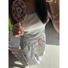 美式白色碎花工装裤女夏季薄款2025新款宽松休闲小个子阔腿运动裤，男装工装外套，星座601-1