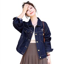 清仓捡漏~牛仔外套女秋季新款经典款翻领设计时尚百搭上衣小个子，女装牛仔外套，意芙