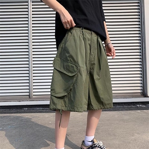 休闲短裤男港风潮流口袋2023夏季新款ins宽松百搭五分裤K1279-P35图片