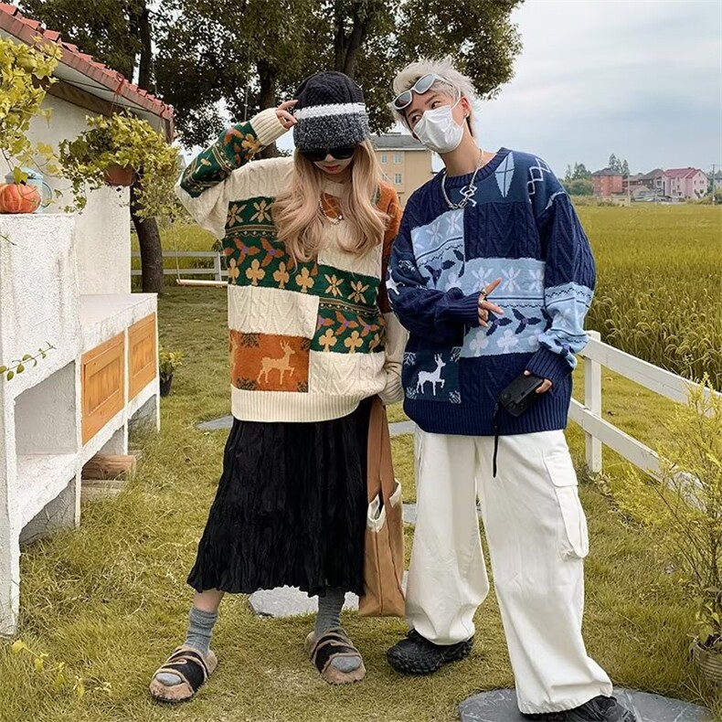 毛衣男冬季加厚慵懒打底针织衫复古保暖宽松线衣情侣LA316-p54,男装T恤,星座1008