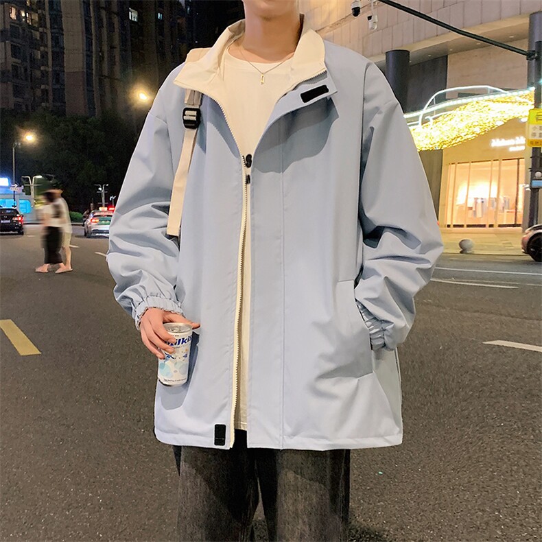 新款宽松两面穿二开夹克男撞色立领上衣外套DSA157B-JK7908-特P70图片