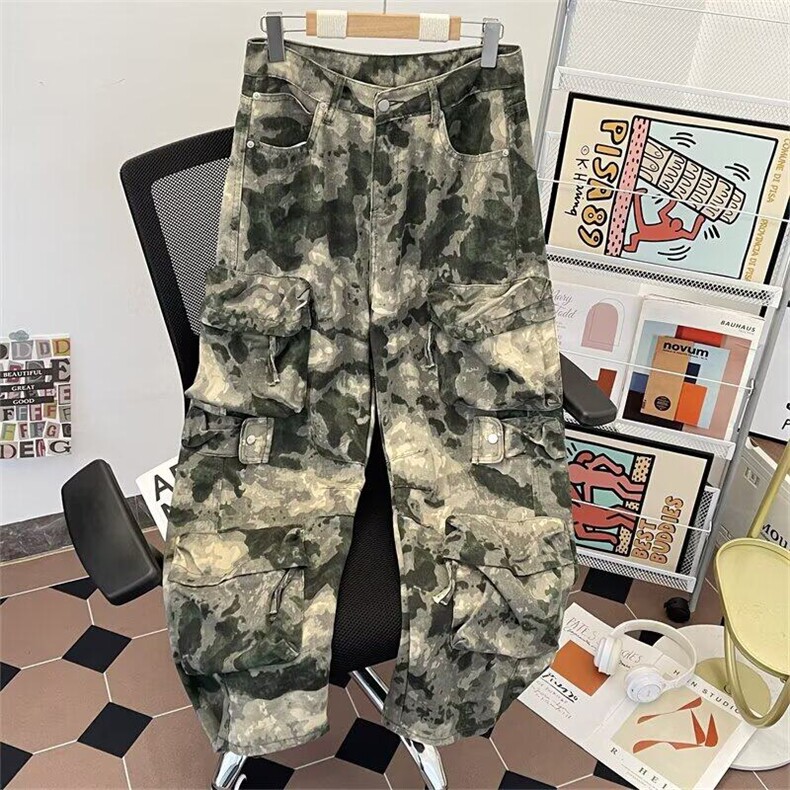 扎染裤子男士春秋款大口袋工装裤子男生宽松休闲长裤1155P67，男装工装外套，星座410-2