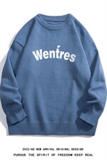 白底22秋冬新款潮流字母印花百搭保暖圆领套头毛衣M1053P50控68，男装针织衫/毛衣，电商A247-1