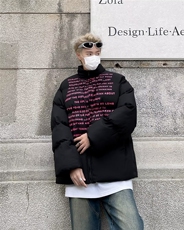 美式复古字母印花棉服加厚情侣面包服宽松冬装M9096-P88，男装棉衣，星座1109-3
