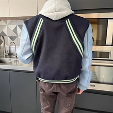 复古拼接徽章刺绣毛呢棒球服夹克男女潮牌外套春秋新款HH510P69，男装夹克，星座1013-5