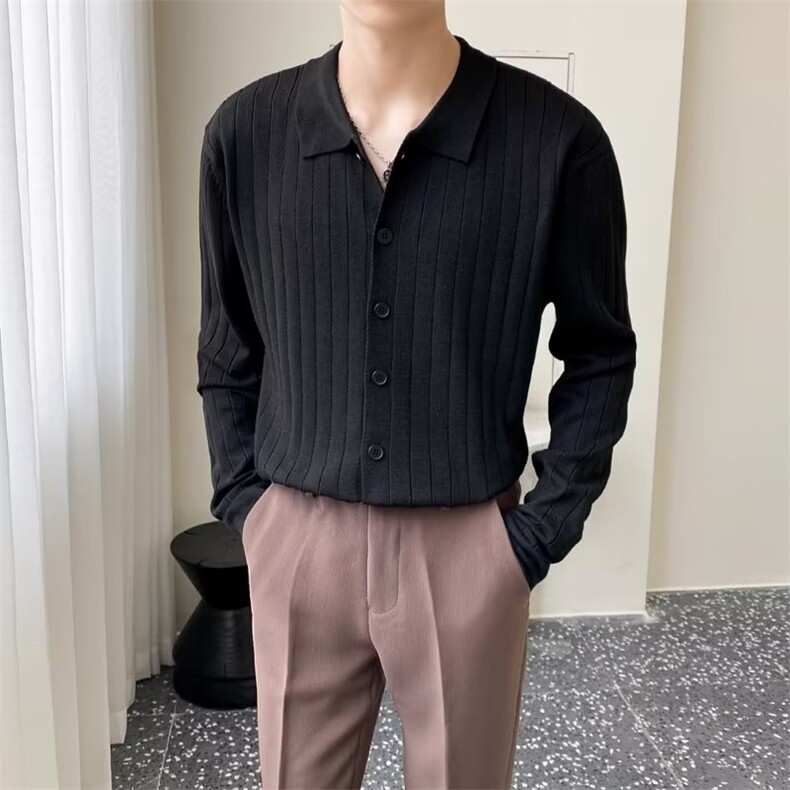 轻熟风男士纯色针织开衫毛衣男POLO翻领轻奢秋新款修身薄外套M001,男装针织衫/毛衣,星座1116A-2（原606A-1）