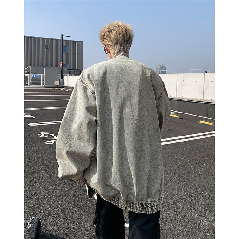 美式复古水洗做旧牛仔外套男女秋季宽松潮牌夹克上衣JK89399-p75,男装工装外套,星座1008