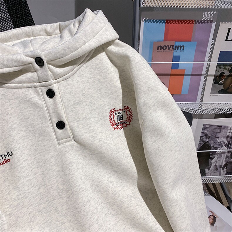 5733-P65新款情侣宽松刺绣花连帽保暖加绒卫衣,男装棉衣,星座617A-2