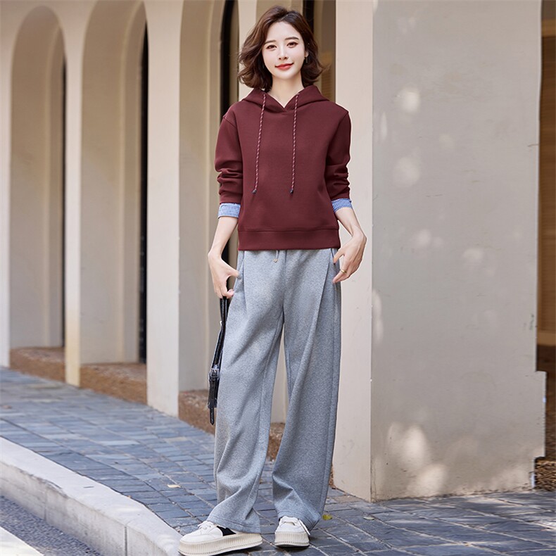 连帽卫衣女短款20225春新款宽松休闲加绒加厚百搭小个子套头外套,女装卫衣/绒衫,梦懿尔