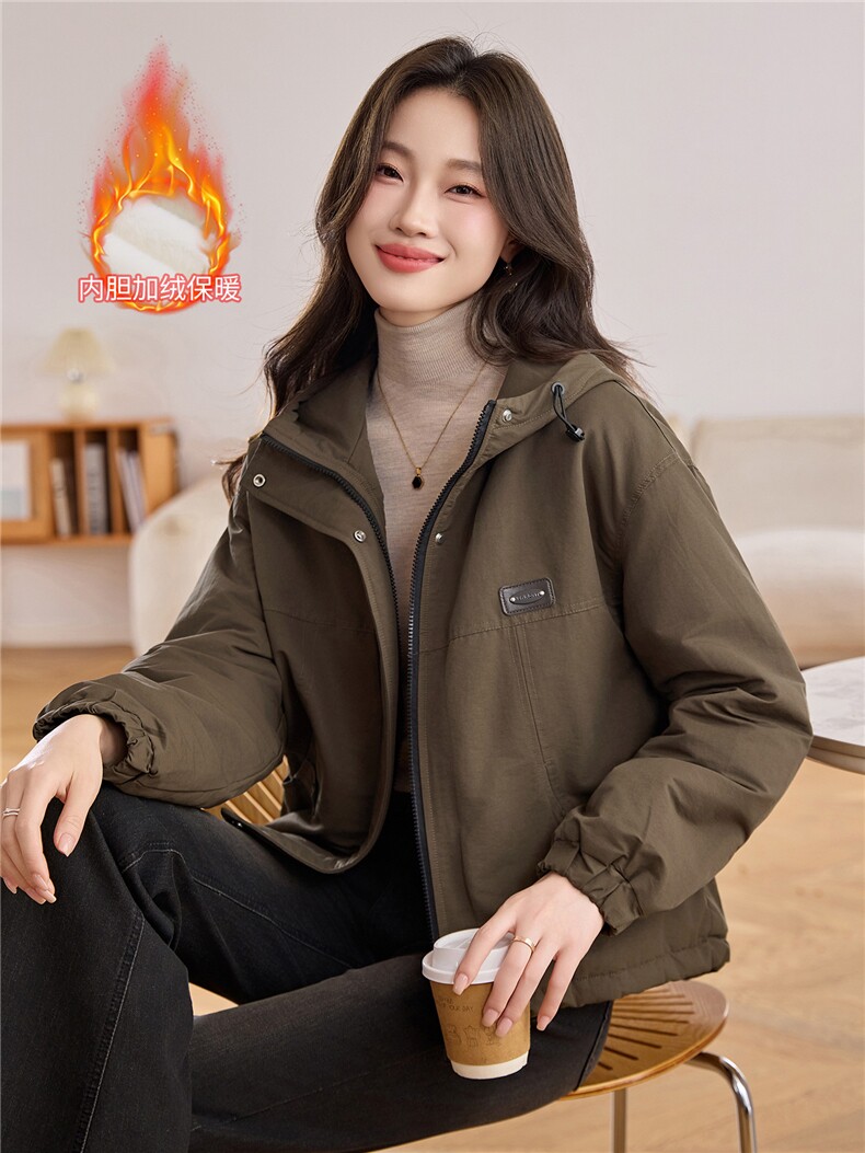 现货！现货！2025冬季新款加绒加厚连帽棉衣棉服女,女装棉衣/棉服,以桐