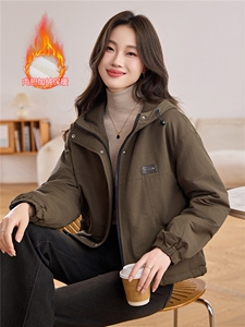 现货！现货！2025冬季新款加绒加厚连帽棉衣棉服女图片