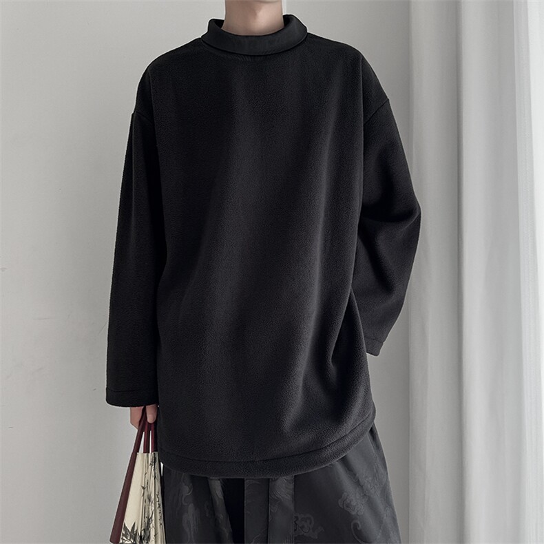 2025秋冬新款立领摇粒绒卫衣打底衫保暖山本耀司风格WY850-P55，男装T恤，电商A057