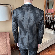 2021春新款西装男士商务印花针织西装西服西外套808，男装西服，电商D225