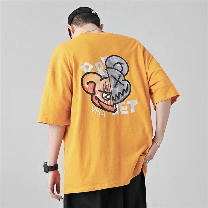 2025夏季日系痞帅圆领半袖t恤男帅气印花短袖体恤潮1904TX302P25，男装T恤，星座1904A-1