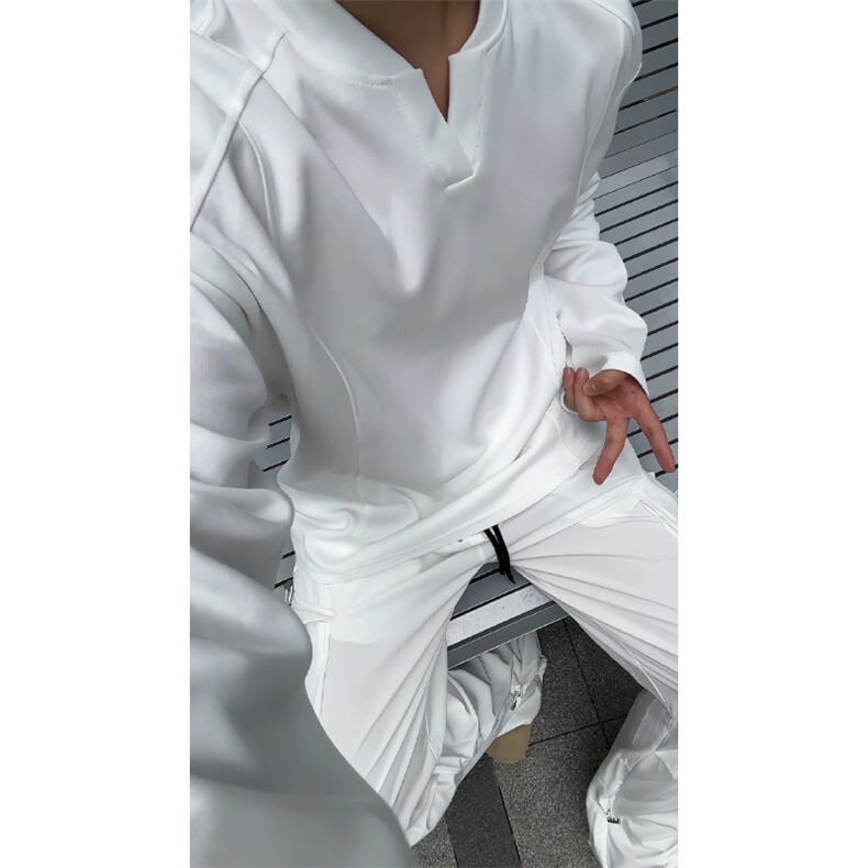 特批22数据款小v领美式T恤高品质长袖卫衣设计立体显瘦insCX3303,男装T恤,电商A128