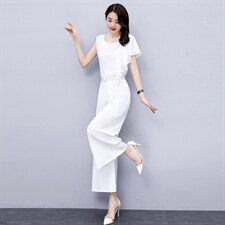 高级感职业套装女2023年夏季新款时尚气质女神范垂感阔腿裤两件套图片