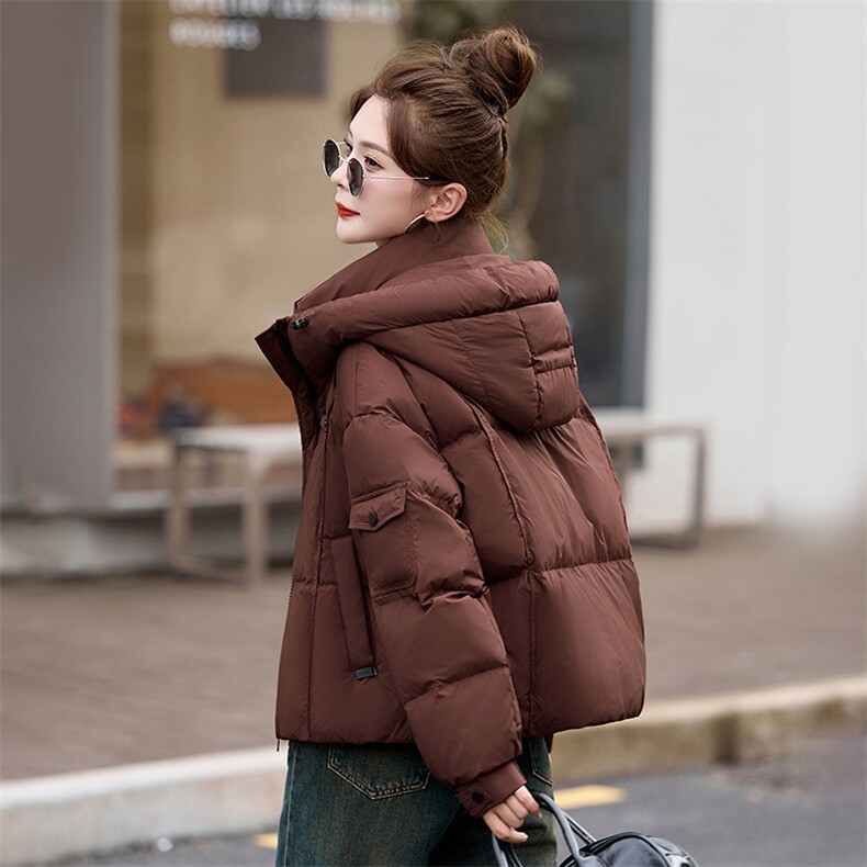 高级感超好看短款羽绒服女2024冬新款时尚小个子白鸭绒面包服外套,女装羽绒服,布芭啦