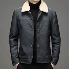 拆卸毛领羽绒服男款2023冬季中年装加厚牛仔皮外套XXH9608-P230，男装羽绒服，电商B212（原钱塘6029）