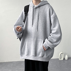 HQ1243-TP45重磅300克85%棉连帽卫衣男秋季宽松港风纯色帽衫男，男装卫衣，电商A102-1