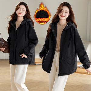 加绒保暖派克服女冬季新款宽松显瘦外套时尚百搭长袖棉服图片