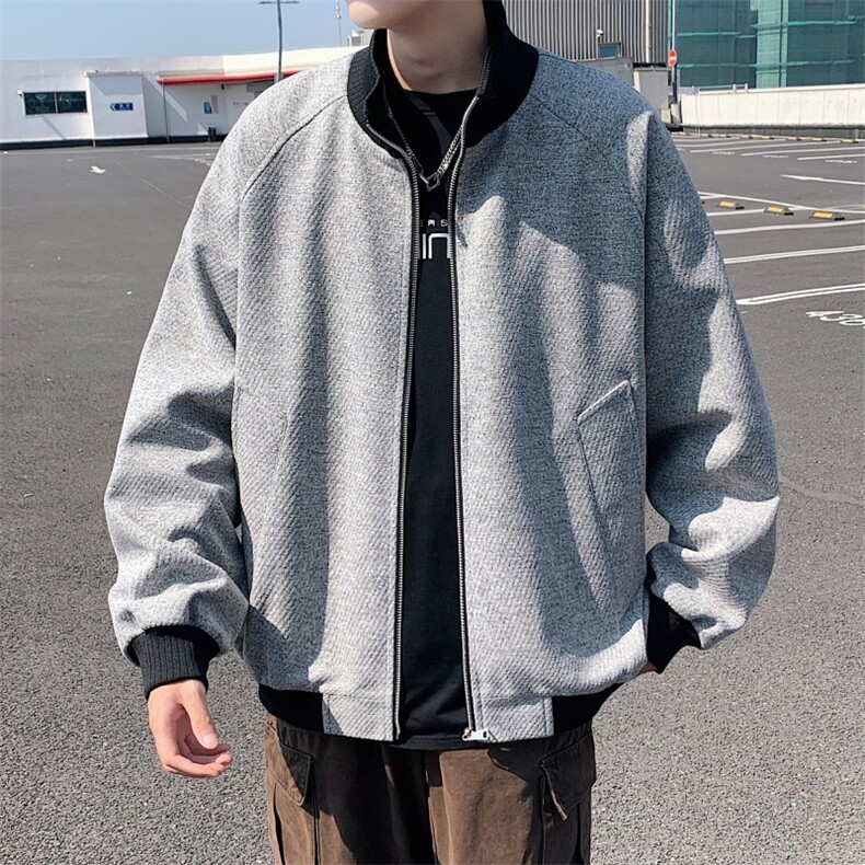 美式复古立领工装夹克cleanfit高级感短宽巴恩风外套jk2553p75,男装夹克,电商D315