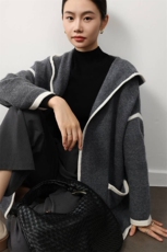 2024年秋冬季澳洲羊毛线条两兜大衣外套，女装双面呢大衣，挚尚羊绒