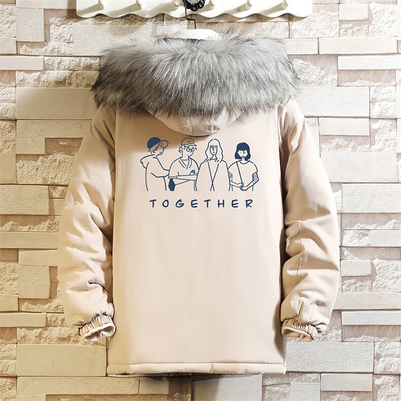 MM48191-P130 冬季大毛领衣男士大码加厚袄男服 砖墙图片