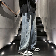 2024早春刺绣重工艺水洗宽松直筒牛仔裤313A-1-NZ026-P65控78，男装牛仔裤，星座808A-1