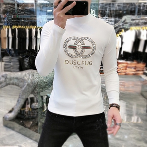 22新款秋冬潮牌男简欧大码圆领双面德绒打底衫长袖A-806-P53图片