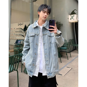 秋冬潮流磨毛日系宽松版多口袋牛仔外套男士潮牌工装夹克 JK680图片