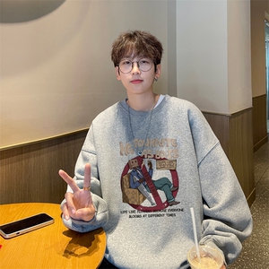 ！圆领卫衣男装港风长袖T恤男外套男 WY154-P28图片