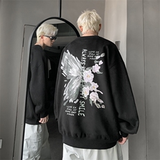 直播400克重磅加厚麂皮绒美式卫衣圆领印花大码XZ517A-BK11001，男装卫衣，星座517A
